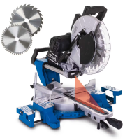 Scheppach Kappsäge-Zugsäge-Gehrungssäge HM140L mit Laser beidseitig neigbar inkl. 2.Sägeblatt