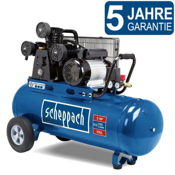 Scheppach HC550TC Profi Kompressor 3 Zylinder 10 Bar 90l mit Riemenantrieb 230 V