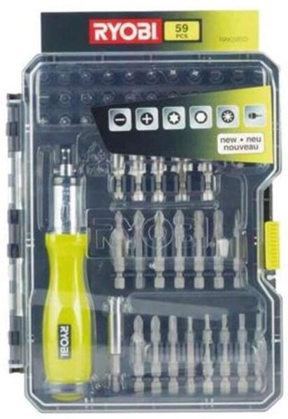 Ryobi RAK59SD, 59 Stück Zubehörset mit Schraubendreher