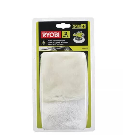 2x Ryobi RAK2BB Wachs- und Polierhauben Set Polierpad f&uuml;r Akku-Polierer R18B-0
