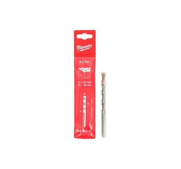 Milwaukee Stahl Bohrer Bits 4932363640 Betonbohrer D= 8mm Silber/Gold L= 120mm