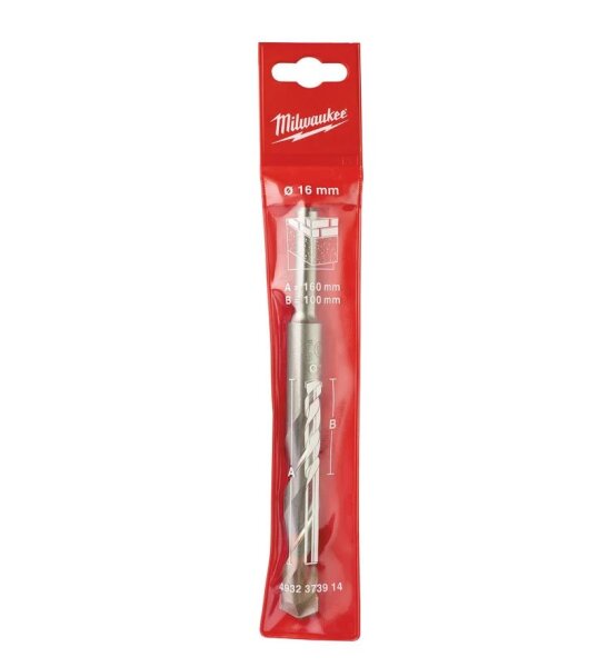 Milwaukee 4932373914 Silber/Gold 1St&uuml;ck Betonbohrer D= 16mm Stahl Bohrer Bit L= 160mm