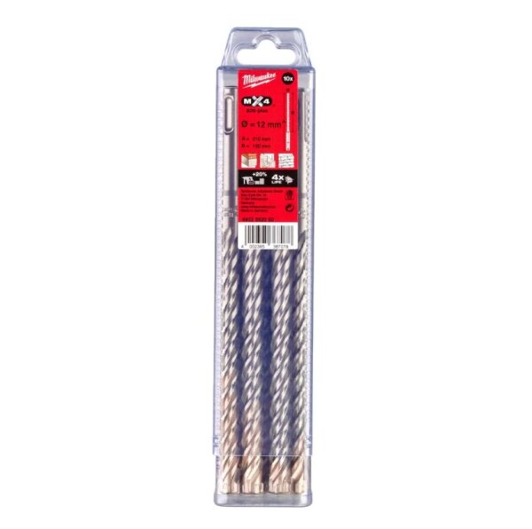 MILWAUKEE 4932352050 Hammerbohrer O12mm MX4 SDS-Plus Hammer 10x Bohrer
