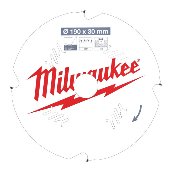 Milwaukee Kreissägeblatt Sägeblatt 190/30mm 4Z 4932471304