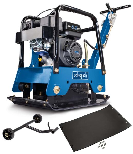 Scheppach HP2500S Reversierbare Benzin Rüttelplatte 6,5PS inkl. Fahrvorrichtung