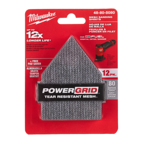 Milwaukee Schleifpapier Netz 67x92mm K120 12 Stück