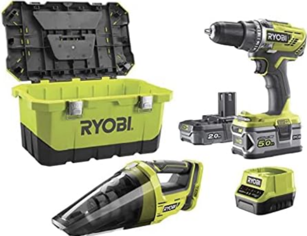 Ryobi R18DD3-252VT Akku-Combo-Set Bohrschrauber Handsauger inkl. Zubeh&ouml;r
