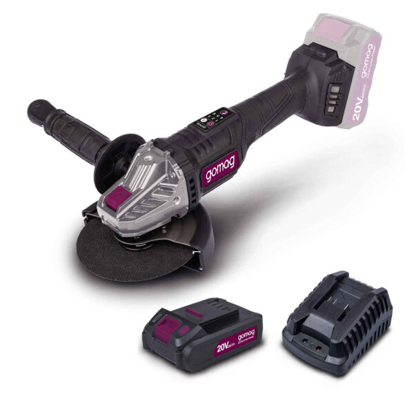Gomag GO-WS125BL Akku-Winkelschleifer Brushless Softstart 125mm 20V inkl Zubeh&ouml;r
