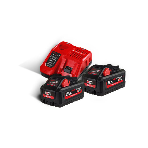 Milwaukee M18HNRG-552 NRG KIT Pack 18V 5.5Ah High Output+Ladeger&auml;t M12-18FC