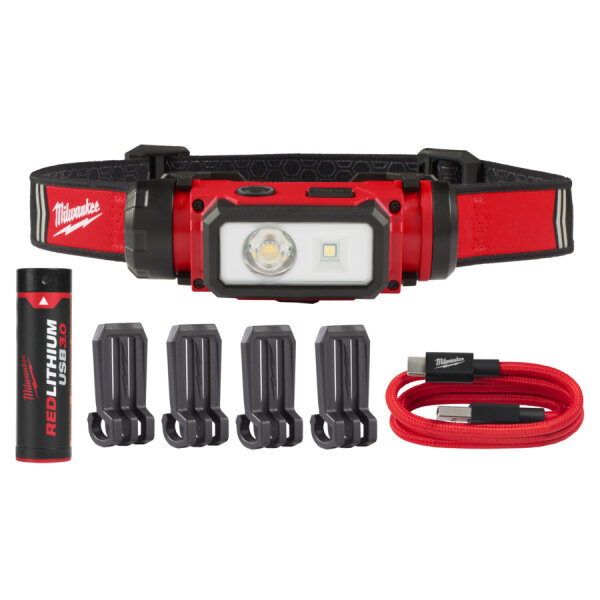 Milwaukee L4HL2-301 Akku-Stirnlampe 600 Lumen, USB-C, Schutzklasse IP54
