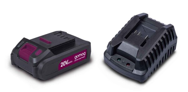 Gomag GO-SK2.0 Akku-Ladegerät-Set Starter-Kit 2,0Ah Ersatzakku 20V