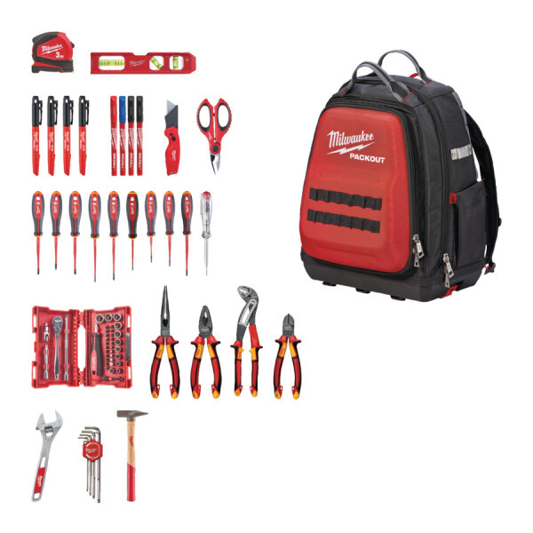 Milwaukee Packout Elektriker Rucksack Set 76-tlg. 4932498407