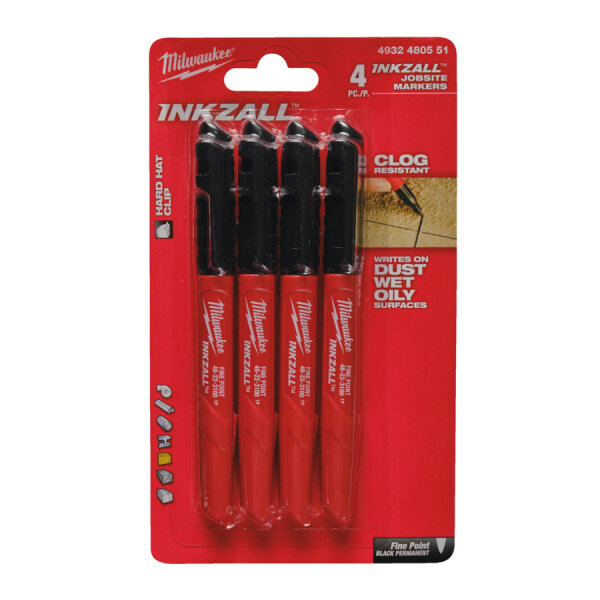 Milwaukee INKZALL Permanentmarker schwarz 4 Stück