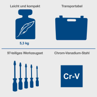 Scheppach WZK120 Werkzeugkoffer Handwerkzeug Bestückt 96-tlg. CV Werkzeugset