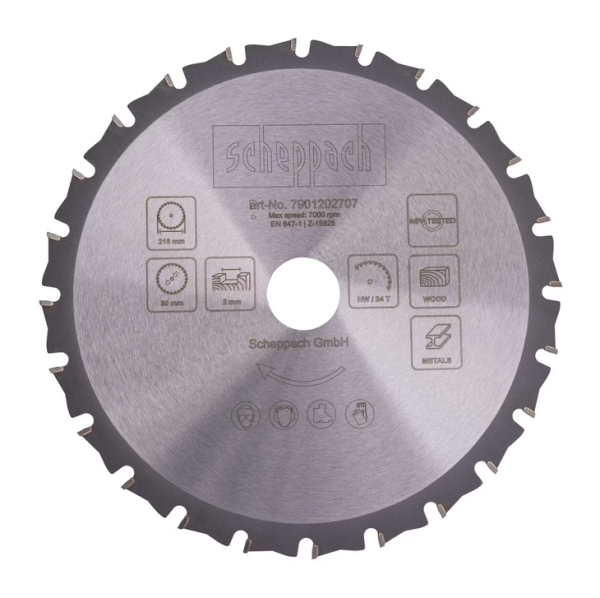 Scheppach HW Kreissägeblatt Sägeblatt für HM90MP Ø 216x30x2,0mm 24 Zähne