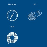 Scheppach Druckluftschlauch Spiralschlauch für Kompressor 1/4" 10 m 8 bar