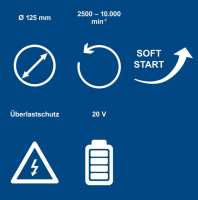 Scheppach C-AG125-X Akku-Winkelschleifer SET 20V-IXES-Serie 125mm + Zubehör